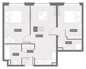 43,7 м², 2-комнатная квартира 7 700 000 ₽ - изображение 136