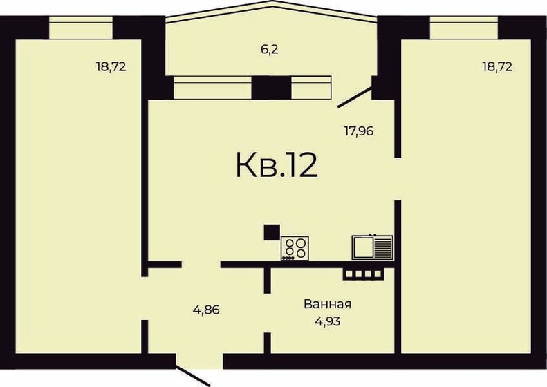 68,2 м², 2-комнатная квартира 6 615 400 ₽ - изображение 1
