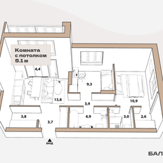 Квартира 46,8 м², 2-комнатная - изображение 4