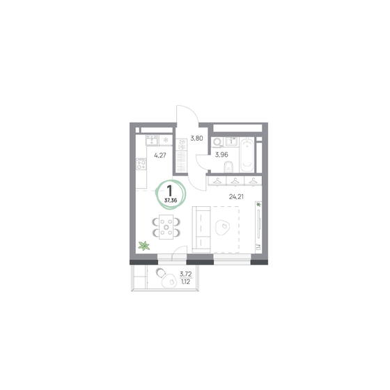 42 м², 1-комнатная квартира 5 437 705 ₽ - изображение 5