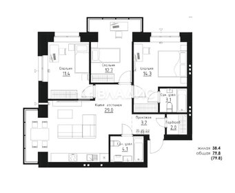 Квартира 79,8 м², 3-комнатная - изображение 1