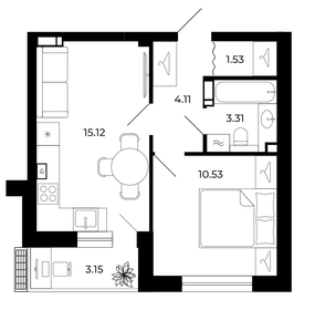 Квартира 38 м², 1-комнатная - изображение 5