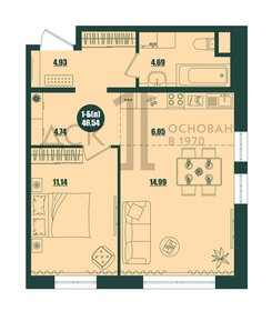 Квартира 46,5 м², 1-комнатная - изображение 1