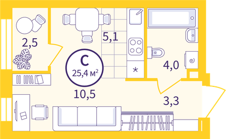 23,7 м², квартира-студия 3 840 000 ₽ - изображение 1