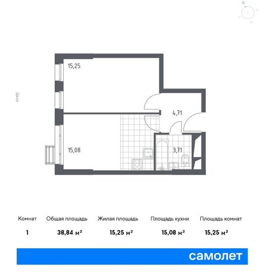 38,8 м², 1-комнатные апартаменты 11 336 650 ₽ - изображение 1