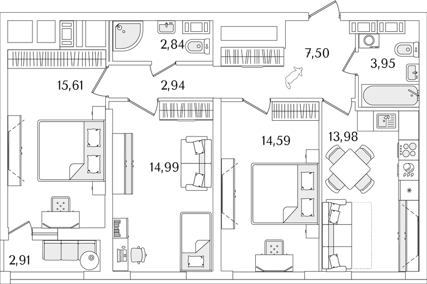 77,9 м², 3-комнатная квартира 19 423 782 ₽ - изображение 1