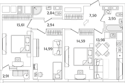 103,3 м², 3-комнатная квартира 18 700 000 ₽ - изображение 87