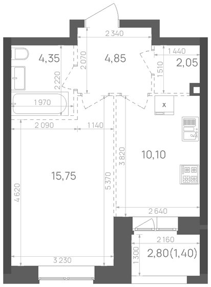 38,5 м², 1-комнатная квартира 10 300 170 ₽ - изображение 1