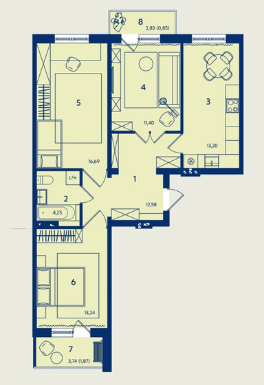 74,1 м², 3-комнатная квартира 9 111 840 ₽ - изображение 1