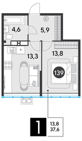 38,2 м², 1-комнатная квартира 7 109 020 ₽ - изображение 65