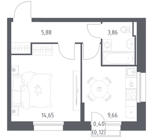 Квартира 34,2 м², 1-комнатная - изображение 1