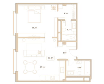 Квартира 72 м², 1-комнатные - изображение 1