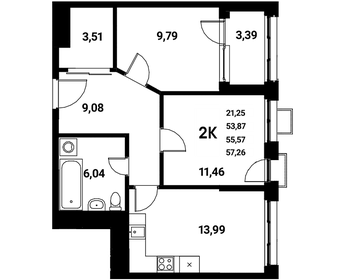 55,6 м², 2-комнатная квартира 8 840 838 ₽ - изображение 16