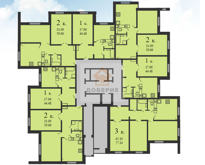 44 м², 1-комнатная квартира 3 050 000 ₽ - изображение 1