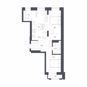 Квартира 73,4 м², 2-комнатная - изображение 1