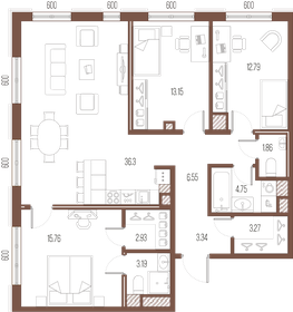 127,9 м², 3-комнатная квартира 45 450 000 ₽ - изображение 118