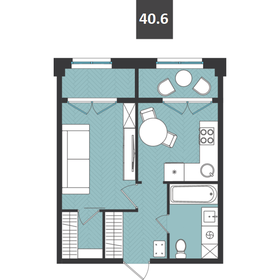 Квартира 42,6 м², 2-комнатная - изображение 1