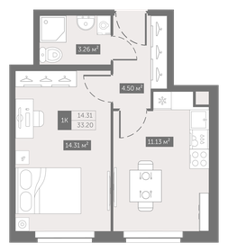 33,8 м², 1-комнатные апартаменты 5 644 918 ₽ - изображение 24