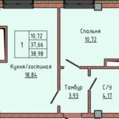 Квартира 39 м², 1-комнатная - изображение 2