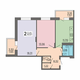 63,7 м², 3-комнатная квартира 5 400 000 ₽ - изображение 67