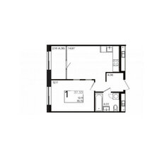 Квартира 37,3 м², 1-комнатная - изображение 3