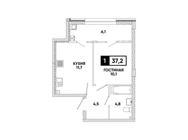 Квартира 37,2 м², 1-комнатная - изображение 1