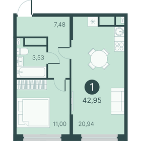 41,4 м², 1-комнатная квартира 6 410 000 ₽ - изображение 24