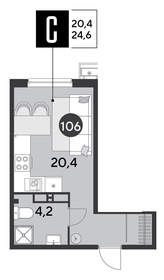 23,7 м², квартира-студия 3 922 350 ₽ - изображение 22