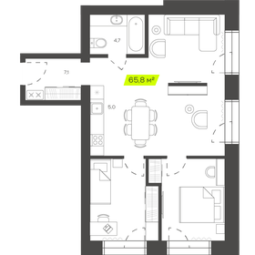 Квартира 65,8 м², 3-комнатная - изображение 1