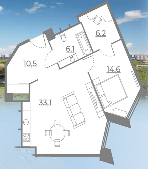 70,5 м², 2-комнатные апартаменты 17 500 000 ₽ - изображение 1