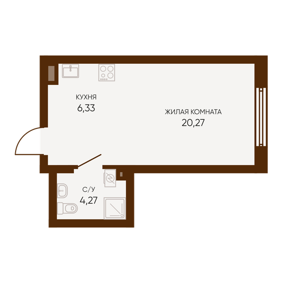 30,9 м², 1-комнатная квартира 4 129 074 ₽ - изображение 19