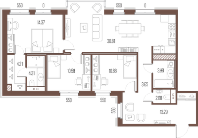 134,4 м², 3-комнатная квартира 46 500 000 ₽ - изображение 111