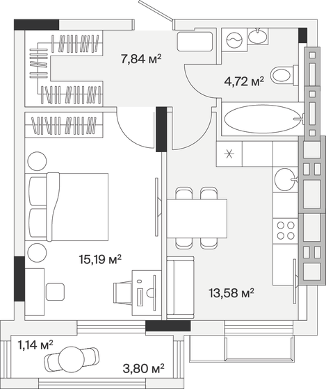 42,5 м², 1-комнатная квартира 5 818 390 ₽ - изображение 1