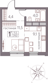 Квартира 29 м², студия - изображение 1