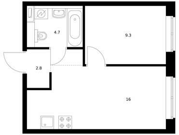 Квартира 32,8 м², 1-комнатная - изображение 1