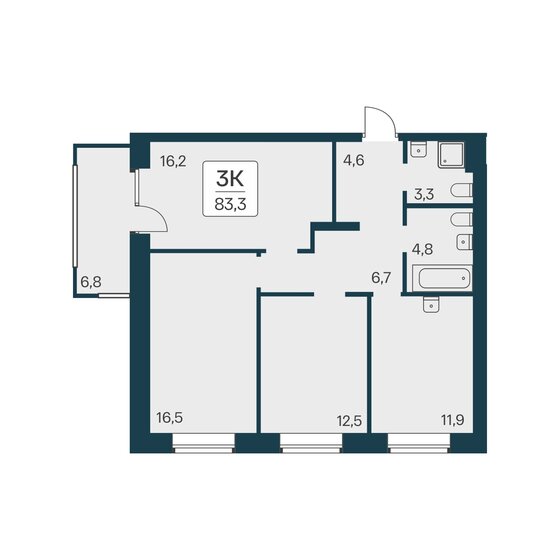 83,3 м², 3-комнатная квартира 16 100 000 ₽ - изображение 1