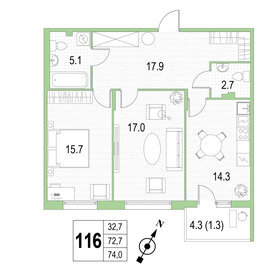 73,7 м², 2-комнатная квартира 31 000 000 ₽ - изображение 38