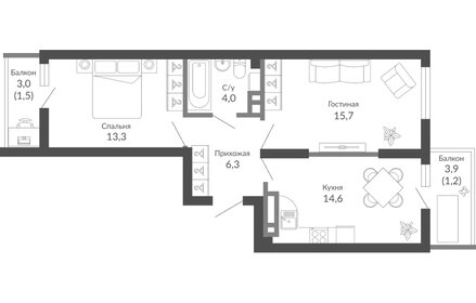 56 м², 2-комнатная квартира 10 544 800 ₽ - изображение 81