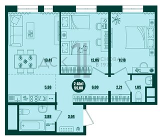 59,2 м², 2-комнатная квартира 8 750 000 ₽ - изображение 27