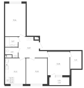 Квартира 95,1 м², 3-комнатная - изображение 1