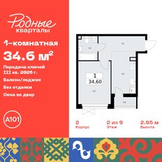 Квартира 34,6 м², 1-комнатная - изображение 3