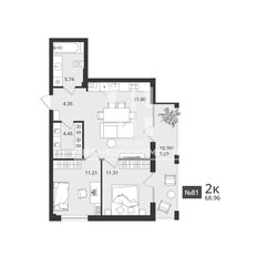 Квартира 69 м², 2-комнатная - изображение 2