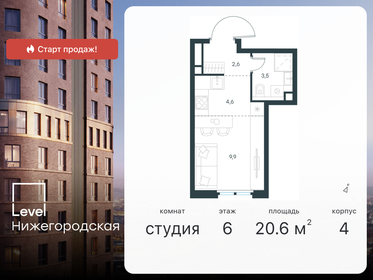 20,6 м², 1-комнатные апартаменты 6 600 000 ₽ - изображение 100
