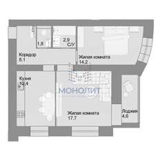 Квартира 59,7 м², 2-комнатная - изображение 4