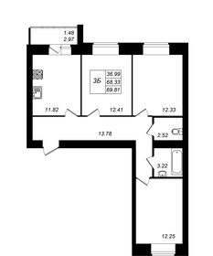 Квартира 69,8 м², 3-комнатная - изображение 1