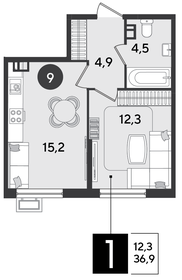 37,6 м², квартира-студия 5 829 550 ₽ - изображение 8