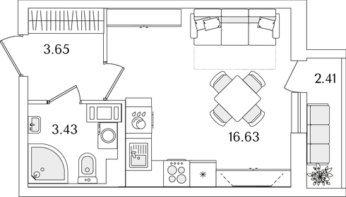 25,2 м², квартира-студия 6 776 247 ₽ - изображение 30