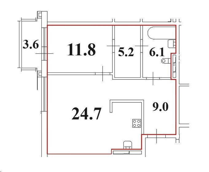 56,8 м², 1-комнатная квартира 24 500 000 ₽ - изображение 1