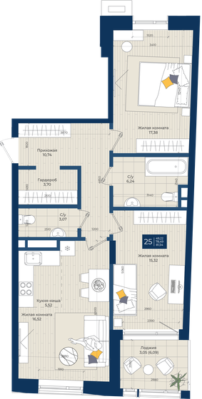 81,5 м², 3-комнатная квартира 21 200 400 ₽ - изображение 1