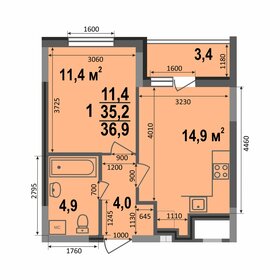 36,8 м², 1-комнатная квартира 3 496 000 ₽ - изображение 23